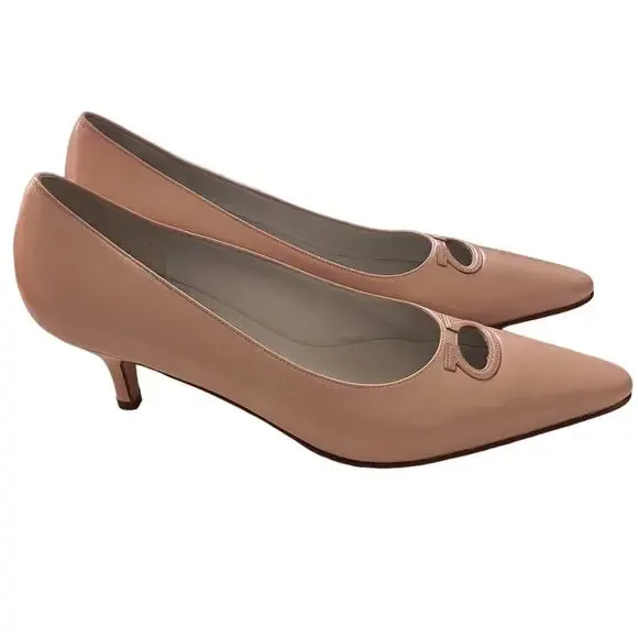 Salvatore Ferragamo Blush Pink Key Hole Kitten Heels Size 6 B - Picture 2 of 4